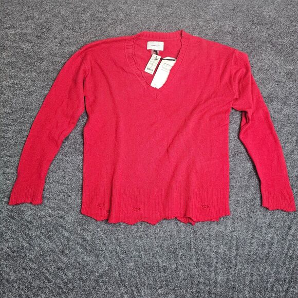 Current/Elliott Destroyed Cashmere Blend V neck Sweater NWT size 0 - Picture 1 of 6